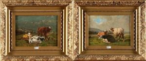 Vaches Au Pre by Louis Marie Dominique Romain Robbe