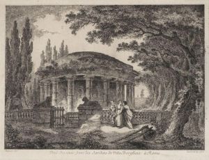 Vue Dessinee Dans Les Jardins De Villa Borghese A Rome by Hubert Robert