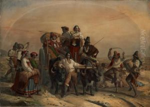 L'arrivee Des Moissonneurs Dans Les Marais Pontins by Louis-Leopold Robert