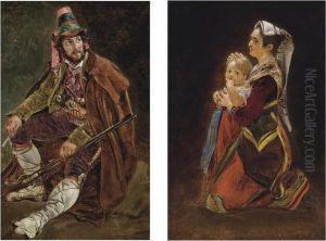 A Brigand; And A Mother And Child by Louis-Leopold Robert