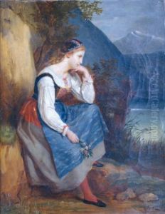 Jeune Italienne Pensive Au Bord Du Lac by Louis-Leopold Robert