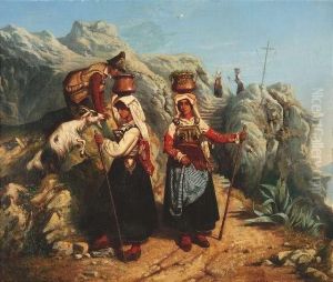 Robert, Leopold . A Goatherd With Italian Countrywomen On A Mountain Pass by Louis-Leopold Robert