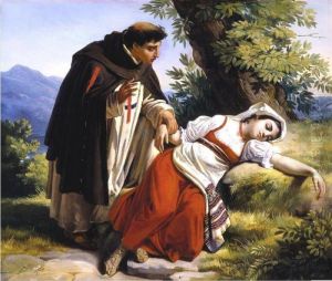 A Young Monk Waking A Roman Peasant Girl