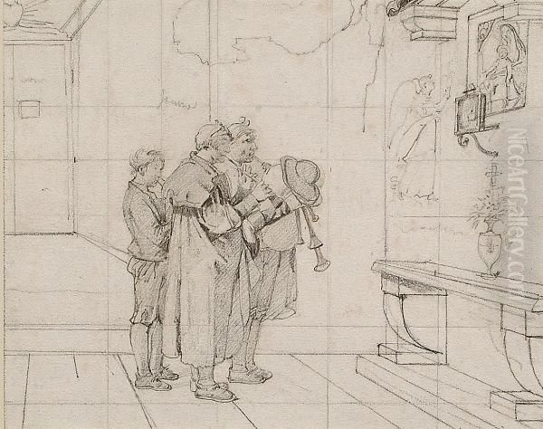 Musicians Before A Shrine Of The Virgin - view 1
