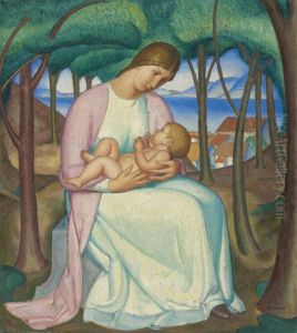 Mother And Child With Landscape Mother And Child With Landscape