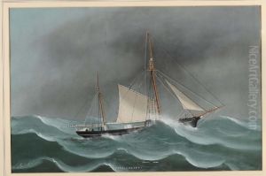 Ritratto Del Jersey Ketch Hero Davanti A Genova E In Navigazione Ritratto Del Jersey Ketch Hero Davanti A Genova E In Navigazione