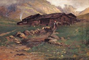 Paesaggio Montano Con Baite E Pascolo by Leonardo Roda