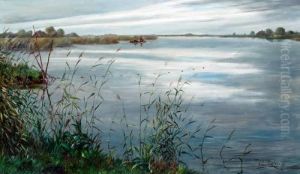 Plasgezicht Met Vissers Bij De Rietkraag by Willem Roelofs