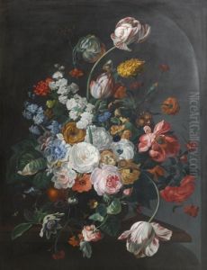 Still Life Of Summer Flowers by Coenraet Roepel
