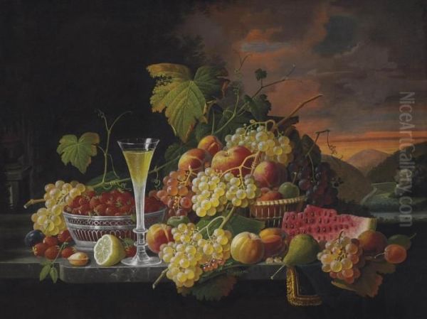 Still Life: Wine And Fruit - view 1