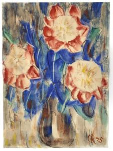 Rote Und Blaue Bluten In Vase Rote Und Blaue Bluten In Vase