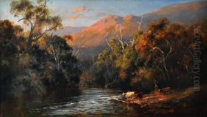 cattle By A Stream At Evening cattle By A Stream At Evening
