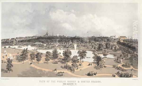 View of the Public Garden and Boston Common from Arlington Street, engraved by J.H. Bufford, 1866 - view 1