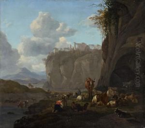 Sudliche Landschaft Mit Hirtenpaar
