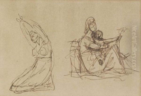 Study Of A Mother And Child With A Doll - view 1