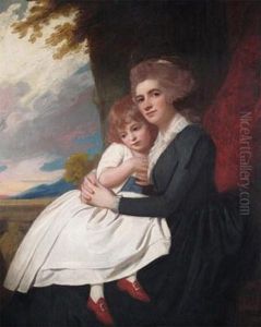 Portrait Of Mrs Thomas Raikes, Nee Charlotte Finch, With Her Daughter by George Romney