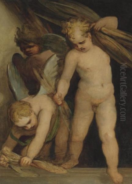 Putti Gathering Bundles Of Reeds - view 1