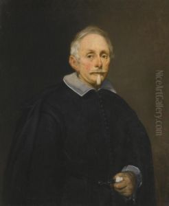 Portrait Of A Man, Half Length, Wearing A Black Shirt