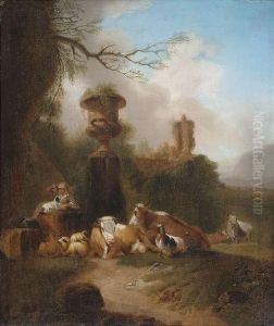 Hirtenidylle In Der Romischen Campagna by Johan Heinrich Roos