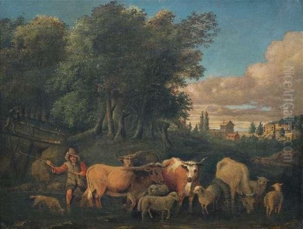 Hirtenszene In Bewaldeter Landschaft - view 1
