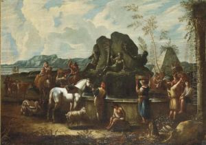 Paysans Pres D'une Fontaine by Philipp Peter Roos