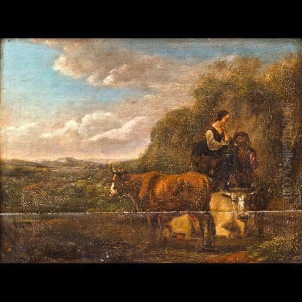 Figure Con Armenti Nel Paesaggio - view 1