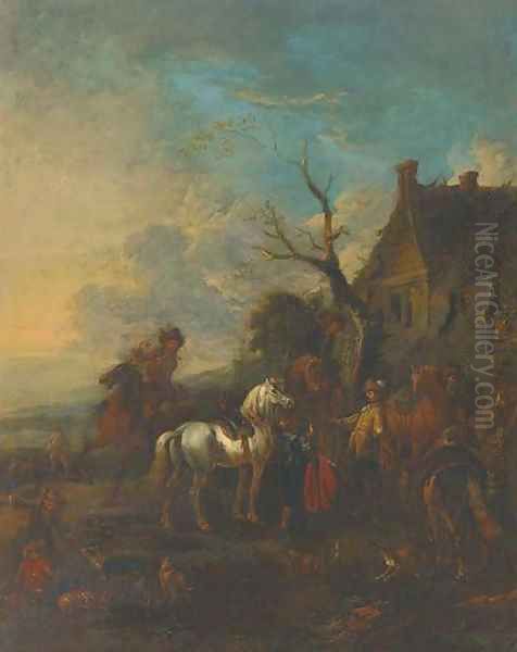 A hunting party halted outside an inn - view 1