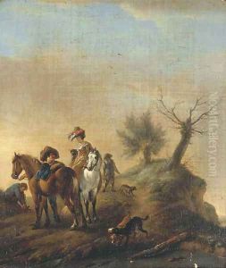 Elegant figures resting on a track