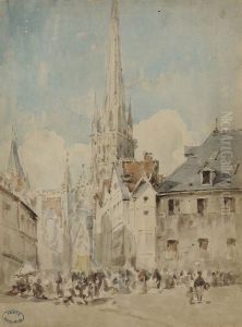 Vue De La Cathedrale De Rouen by Amedee Rosier