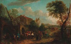 Horsemen at a farriers