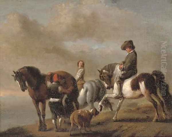 A landscape with horsemen by a bank - view 1
