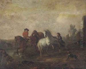 Horsemen in a landscape by Philips Wouwerman
