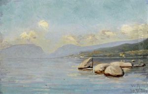 Shore Landscape, Probably At Neuenburgersee by William Rothlisberger
