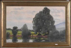 Les Grands Arbres Du Contour De Cornaux Et La Colline De Wavre, Contre-jour. 1937. by William Rothlisberger