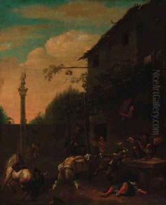 A street fight outide a tavern