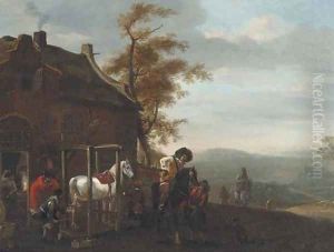 Cavalrymen at a forge by Philips Wouwerman
