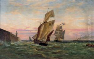 Voiliers Pres D'un Phare by Gaston-Marie-Anatole Roullet