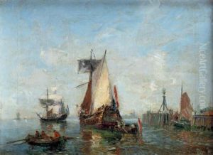 Voiliers En Hollande by Gaston-Marie-Anatole Roullet