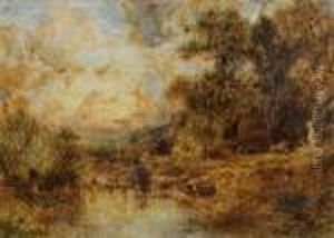 Crepuscule, Vaches A L'oree Du Bois Et Vaches Et Pecheurs En Bord De Riviere