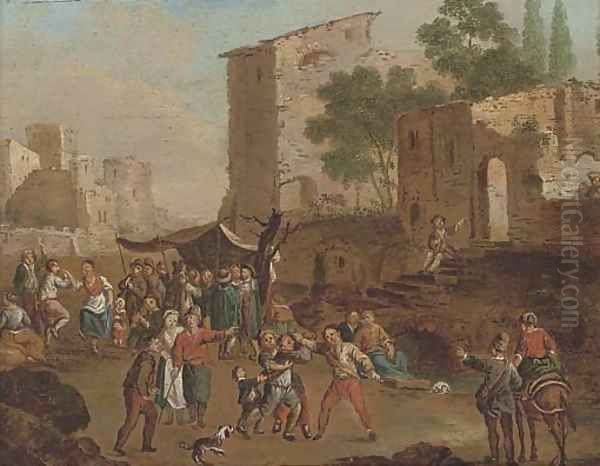 A brawl in a market place - view 1