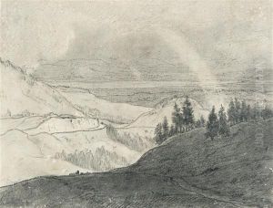 L'arc-en-ciel Sur Le Col De La Faucille, Au Fond Le Mont Blanc Et Le Lac De Geneve