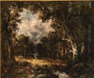 Figure In A Forest Clearing by Theodore Rousseau