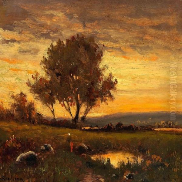 French Landscape At Sunset - view 1