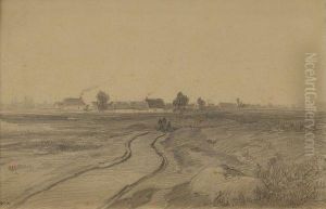 Chemin Des Champs Menant A Un Village by Theodore Rousseau
