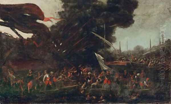 A naval battle between Turks and Christians - view 1