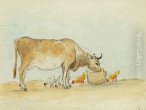 Vache Et Poules by Theodore Rousseau