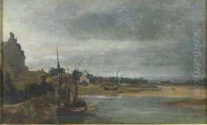 A Quiet Port Scene by Theodore Rousseau