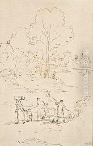 Etude Pour 'le Printemps' by Theodore Rousseau