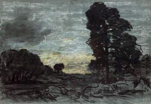 Paysage En Foret De Fontainebleau by Theodore Rousseau