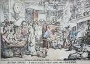 "dr. Syntax In The Middle Of A
Smoking Hot Political Squabble Wishes To Wet His Whistle" Published By
Thomas Tegg by Thomas Rowlandson